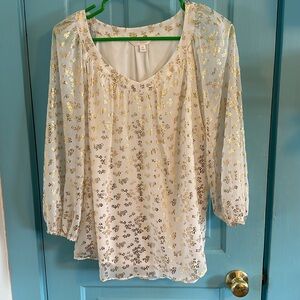 NWOT Lauren Conrad gold embossed blouse